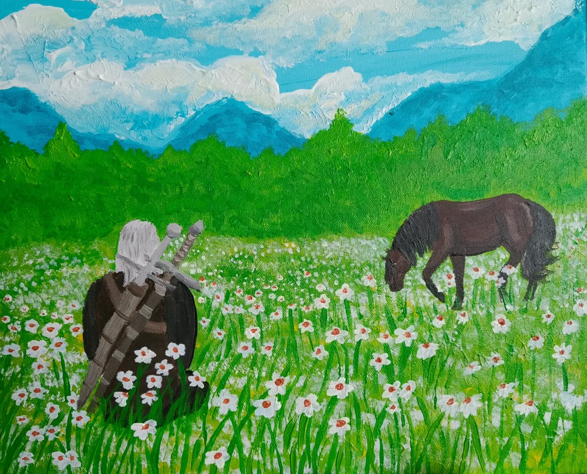 Meditate with Geralt, an artwork by Juno