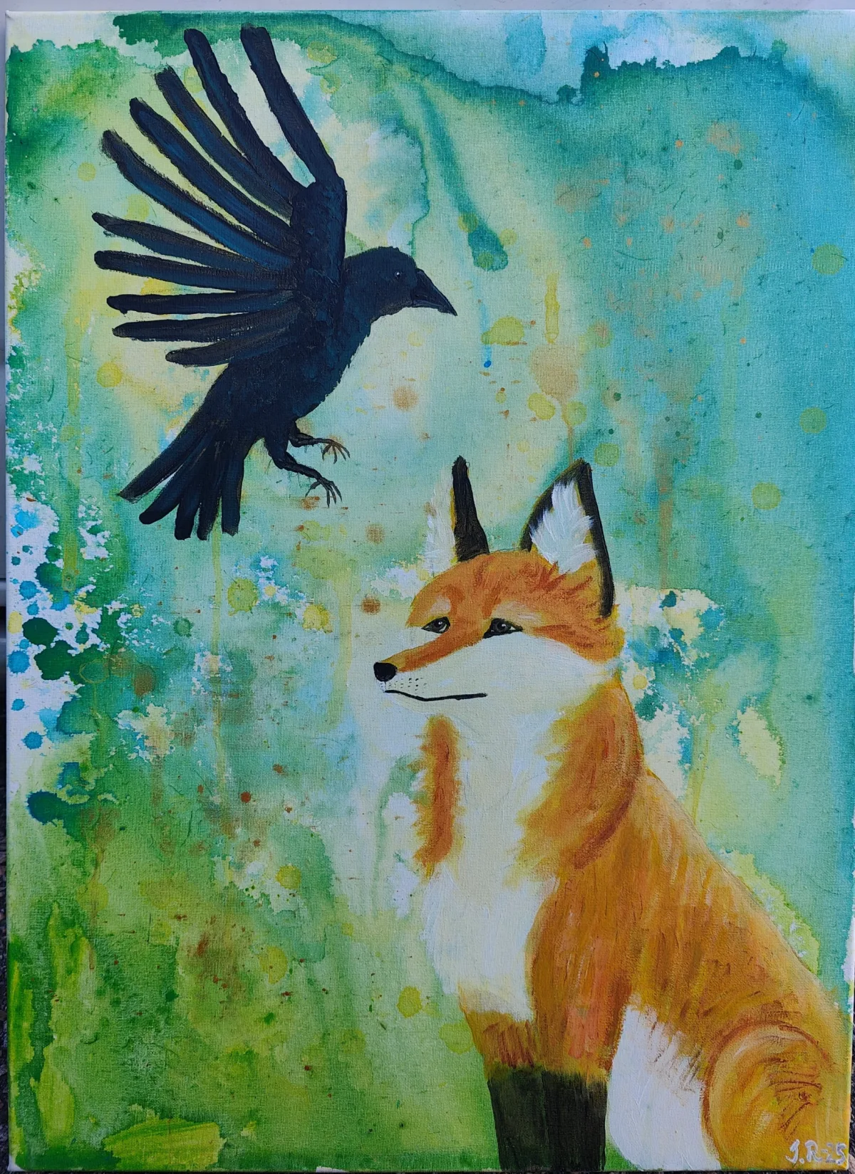 Fox and Raven, an artwork by Juno