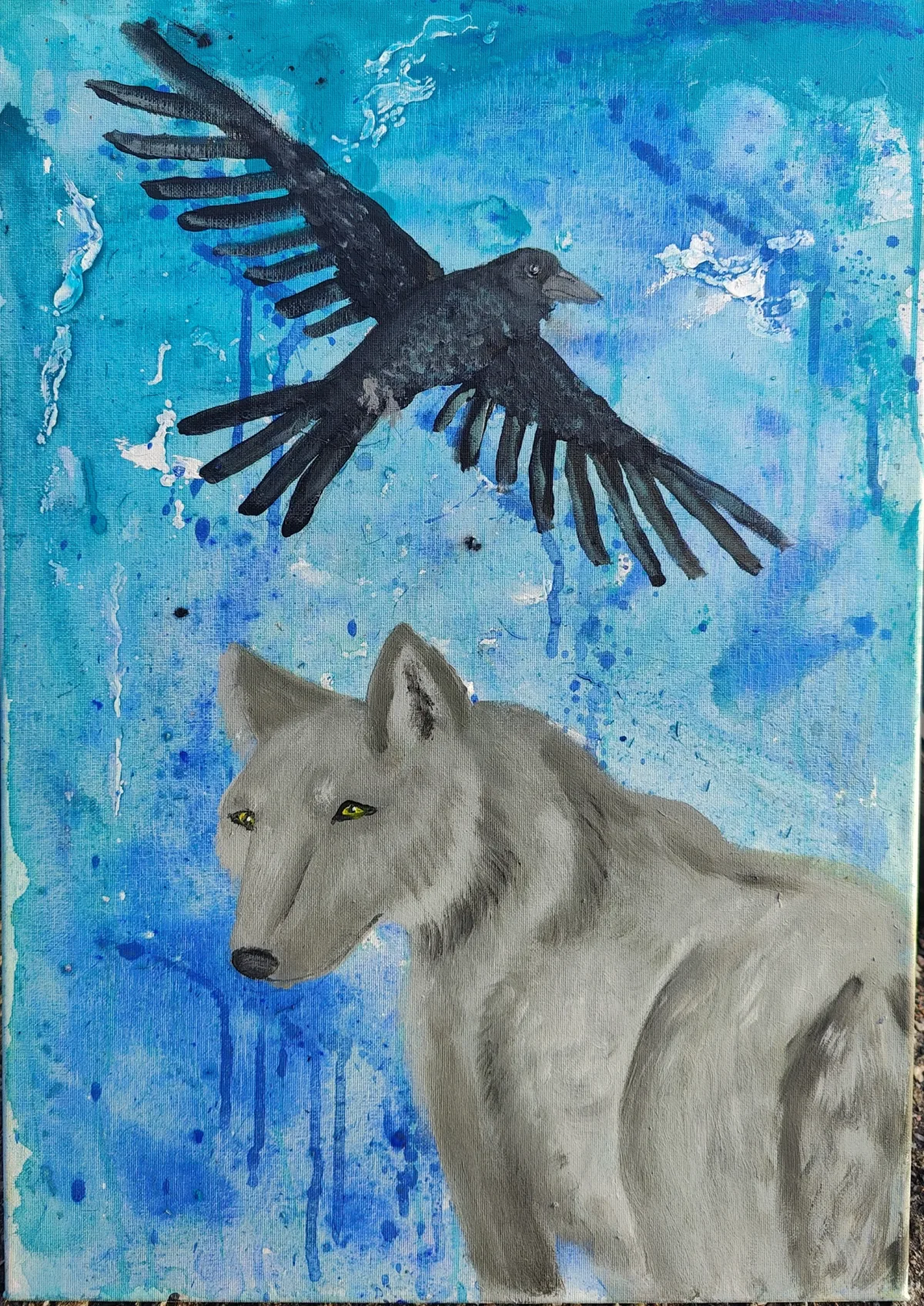 Wolf and Raven, an artwork by Juno